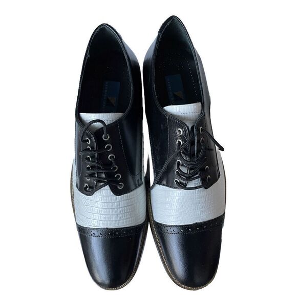 NIB Men's Giorgio Brutini Black/White leather Biscuit Toe Dress Shoes 13 - Picture 1 of 4